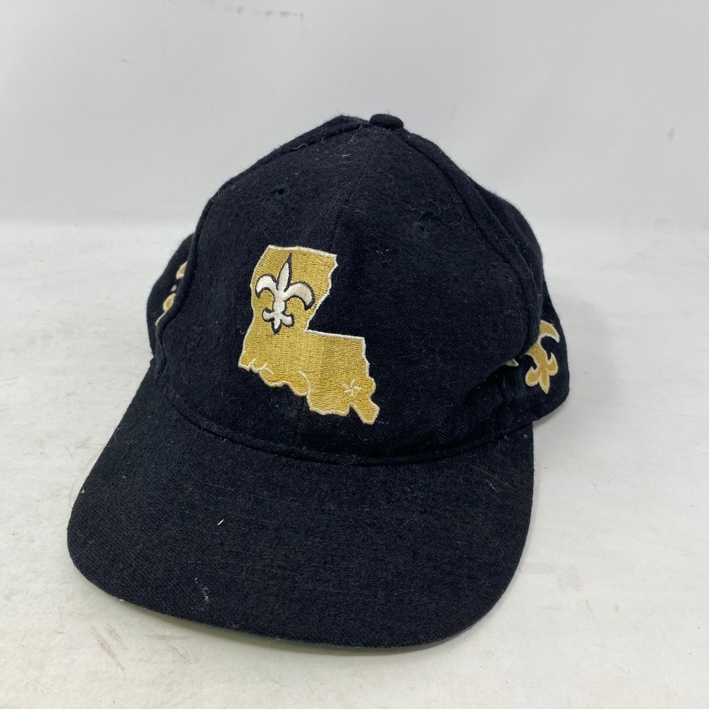Vintage New Orleans Saints American Needle Snapback Hat Black NFL Louisiana Logo